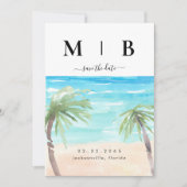 トロピカルパーム&ビーチ カップルイニシャル ウェディング セーブザデート (正面)