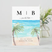 トロピカルパーム&ビーチ カップルイニシャル ウェディング セーブザデート (スタンド正面)
