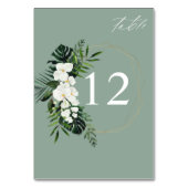 トロピカルパーム&ホワイトフローラテーブル番号 – M緑 テーブルナンバー (裏面)