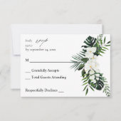 トロピカルパーム&ホワイトフローラノミールRSVP 出欠カード (正面)