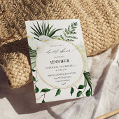 トロピカルパーム&ホワイトフローラブライダルシャワー 招待状