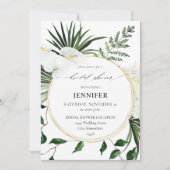 トロピカルパーム&ホワイトフローラブライダルシャワー 招待状 (正面)