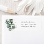 トロピカルパーム&ホワイトフローラ差出人住所ラベル ラベル (インサイチュ)