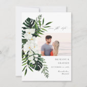 トロピカルパーム&ホワイトフローラ日付写真を保存 セーブザデート (正面)