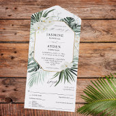 トロピカルパーム&ホワイトフローラ結婚ズ オールインワン招待状