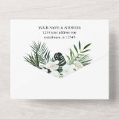 トロピカルパーム&ホワイト結婚フローラズ – ミントグリーン オールインワン招待状 (裏面)