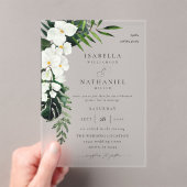 トロピカルパーム＆ホワイト フローラル ウェディング 2 V2 アクリル招待状 (インサイチュ (ポータブル))