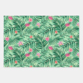 トロピカルパーム&モンステ葉ラ&エキゾチック花 ラッピングペーパーシート (正面3)