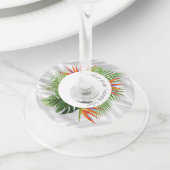 トロピカルパーム&リーフワイングラスラベルとバイバン ワイングラスタグ (クローズアップ)