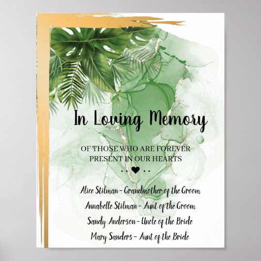 トロピカルパーム 慈愛のメモリー ウェディングサイン ポスター (正面)