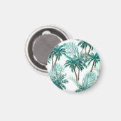 トロピカルパーム：水色ジャングルパターン。 マグネット (正面/裏面)
