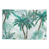 トロピカルパーム:水色ジャングルパターン。 枕カバー (裏面)