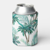 トロピカルパーム:水色ジャングルパターン。 缶クーラー (缶正面)