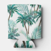 トロピカルパーム:水色ジャングルパターン。 缶クーラー (裏面)