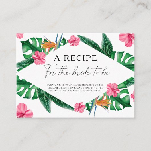 トロピカルパーム – 花嫁のためのレシピ エンクロージャーカード (正面)