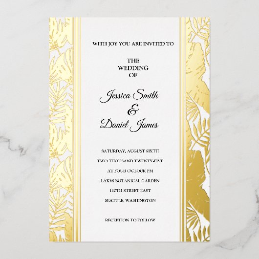 トロピカルパ結婚ーム 箔招待状 (正面)