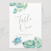 トロピカルパ葉メル結婚のテーブル番号 招待状 (裏面)