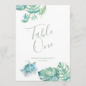 トロピカルパ葉メル結婚のテーブル番号 招待状 (正面)