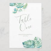 トロピカルパ葉メル結婚のテーブル番号 招待状 (裏面)