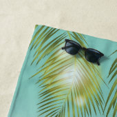 トロピカルパ葉ームティール（緑がかった色）海砂ビーチ波 ビーチタオル (インサイチュ)