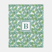 トロピカルパ葉ームパタモノグラムのーン フリースブランケット (正面)