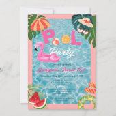 トロピカルパ葉ームパーティースウィート16誕生日 招待状 (正面)