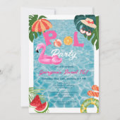 トロピカルパ葉ームパーティースウィート16誕生日 招待状 (正面)