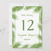 トロピカルパ葉ームビーチ結婚式テーブル番号 招待状 (正面)