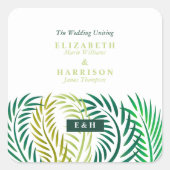 トロピカルパ葉ームビーチ結婚式 スクエアシール (正面)