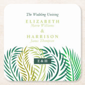 トロピカルパ葉ームビーチ結婚式 スクエアペーパーコースター (正面)