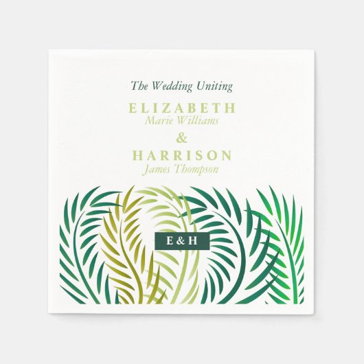 トロピカルパ葉ームビーチ結婚式 スタンダードカクテルナプキン (正面)