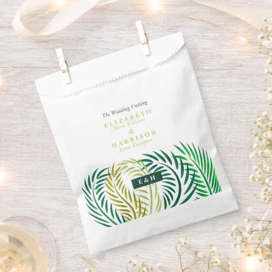 トロピカルパ葉ームビーチ結婚式 フェイバーバッグ (クリップ留めされた状態)