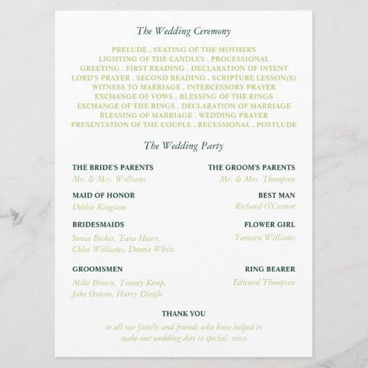 トロピカルパ葉ームビーチ結婚式 プログラム (裏面)