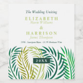 トロピカルパ葉ームビーチ結婚式 ワインラベル (シングルラベル)