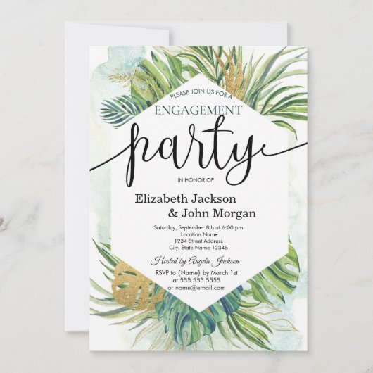 トロピカルパ葉ーム婚約パーティ 招待状 (正面)