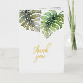 トロピカルパ葉ーム金ゴールド 箔グリーティングカード (正面)