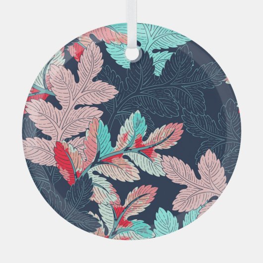 トロピカルパ葉ーム:ヴィンテージパターン ガラスオーナメント (正面)