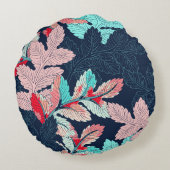 トロピカルパ葉ーム:ヴィンテージパターン ラウンドクッション (裏面)