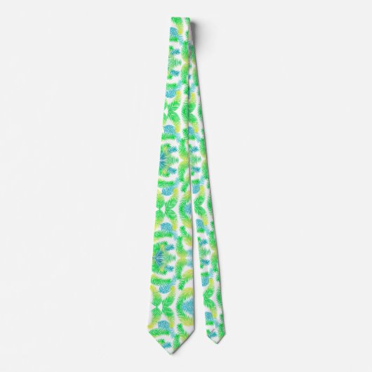トロピカルパ離れームのネクタイ – グリーンボタニカル ネクタイ (正面)