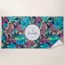 トロピカルパ離れームターコイズサンゴ ビーチタオル