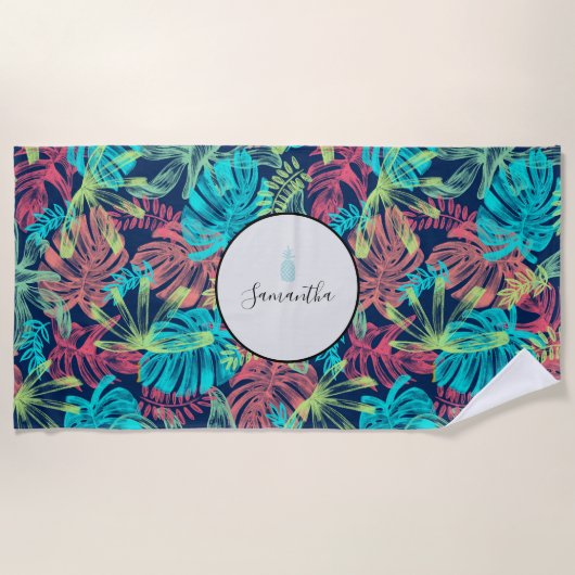 トロピカルパ離れームターコイズサンゴ ビーチタオル (正面)