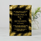 トロピカルパ離れームビーチ結婚式実在 箔招待状 (立ち正面)