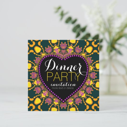 トロピカルヒッパイラブろうけつ染めディナーパーティの招待状 招待状 (スタンド正面)