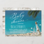 トロピカルヒトデビーチボトルベビーシャワー 招待状 (正面/裏面)