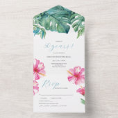 トロピカルヒビスカスの花 50周年結婚記念日 オールインワン招待状 (内側)