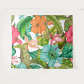 トロピカルヒビスカス ハワイアン ウォーターカラー フローラル テープ タペストリー (正面(横))