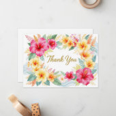 トロピカルヒビスカス ハワイアン サンクスカード ノートカード (正面/裏面インサイチュ)