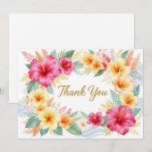 トロピカルヒビスカス ハワイアン サンクスカード ノートカード (正面/裏面)