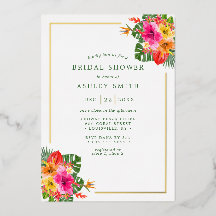 トロピカルヒビスカス フローラル パームリーフ ブライダルシャワー