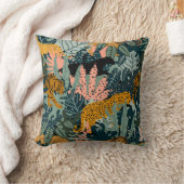 トロピカルヒョウとタイガープリントジャングルパターン クッション (ブランケット)